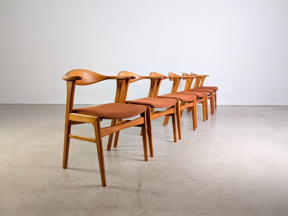 Image 1 of Ensemble de 6 chaises du milieu du siècle Høng Erik Kirkegaard Modèle 49b en teck