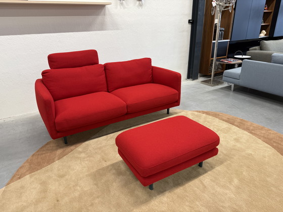 Image 1 of Pode Tweak Sofa 2x80 Incl. Footstool Hallingdal fabric Red