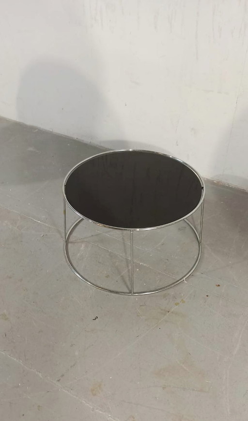 Dark glass round side table or coffee table 