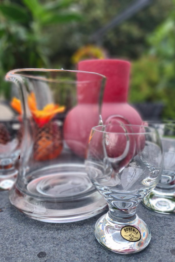 Image 1 of Pavel Hlava für Bohemia Crystalalex - Modell Gina- kleine Weingläser im 6er-Set mit schwerem Glasausgießer