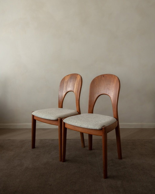 Vintage Danish Teak Dining Chairs (Pair) | Model Morten by Niels Koefoed for Koefoed’s Hornslet | Original Upholstery