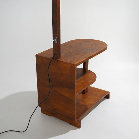 Image 1 of Stehlampe mit Maserholztisch, 1930er Jahre