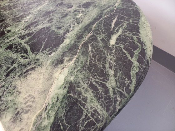 Image 1 of Vintage Square Coffee Table with 2 Tops in Green Marble and Smoked Glass from the 70s