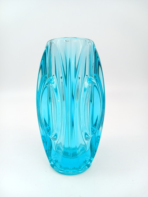 Sklo vase in beautiful blue/green color – vazen, Glass (photo 2 of 7)