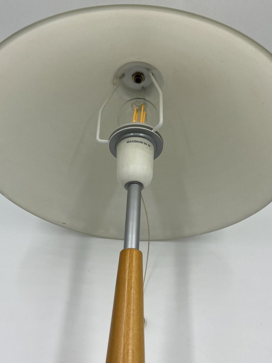 Large Modernist Opaline and Wood Table Lamp Massive, Metal, White (photo 11 of 12)