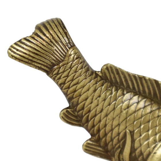 Vintage Zwaar Massief Brons Koi Karper Beeld – Beeldhouwkunst, Bronze (photo 8 of 10)