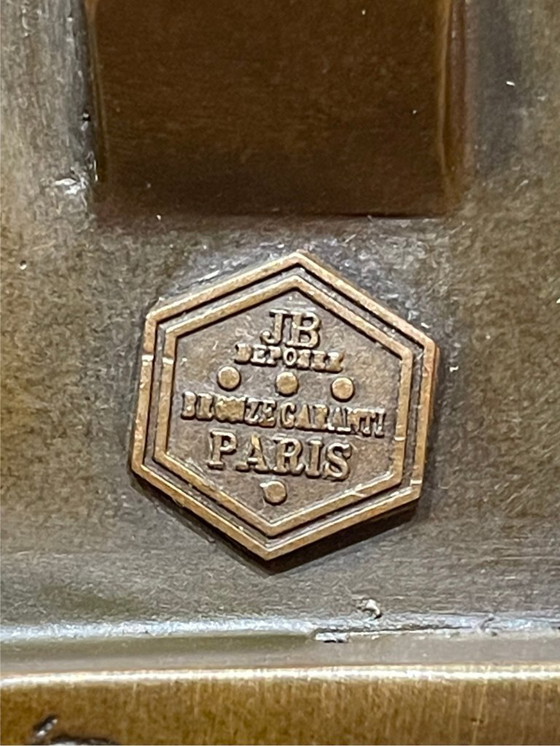 Image 1 of Bronzen sculptuur gesigneerd Coenrad – Gestileerde uil – Marmeren sokkel – Parijs