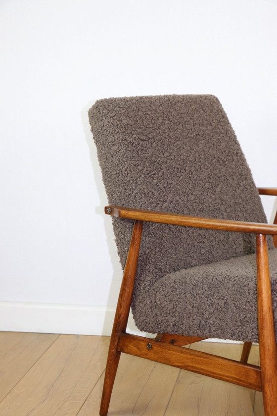 Image 1 of Armchair 'Lis', 1970s brown chocolate brown boucle design by Henryk Lis - 2 pieces available