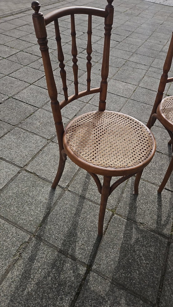 Image 1 of 3 sedie da bistrot vintage Fischel con seduta in fettuccia - prezzo fisso