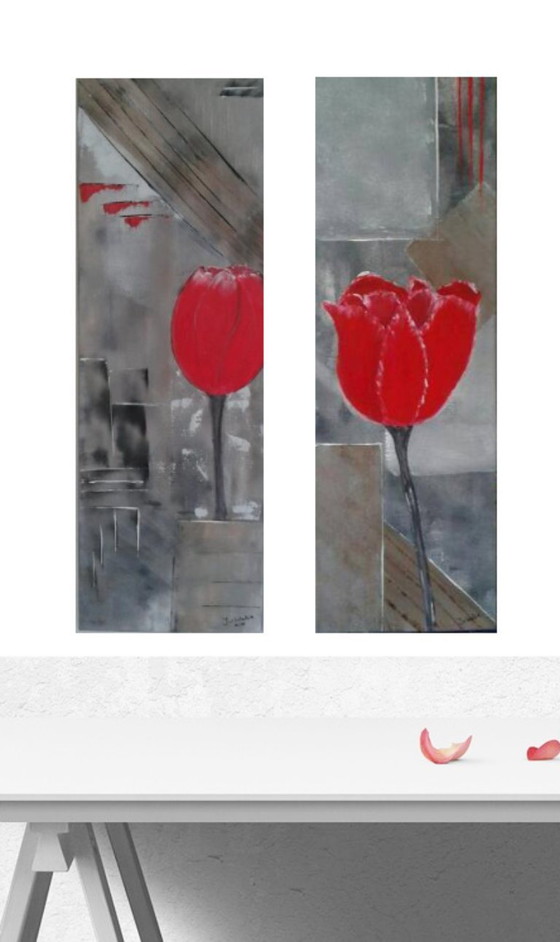 Image 1 of 2 tulip paintings