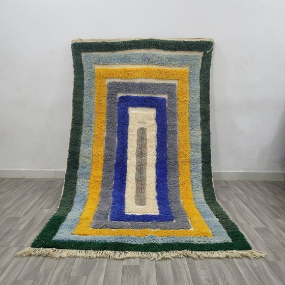 Image 1 of Handmade ecru Moroccan rug with geometric patterns, 250cm x 150cm