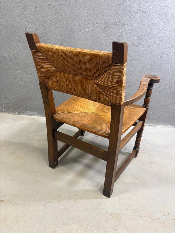 Image 1 of Rustieke fauteuil van gevlochten riet, jaren 1960-1970