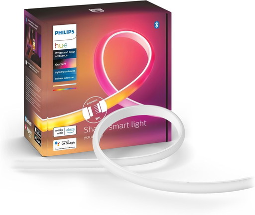 Philips Hue White and Color lightstrip extension 1 mètre, compatible Bluetooth, fonctionne avec Alexa, Google Assistant et Apple