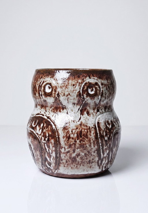 Vintage uilenpot van geglazuurd aardewerk van Alain Granet, Vallauris, jaren 1960-1970. – decoratieve objecten, Ceramic