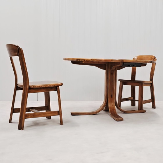 Image 1 of Vintage Pine Dining Set – Round Table With 4 Matching Chairs