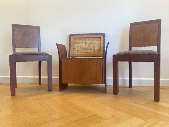 Image 1 of Art Deco Hague School-Style Chairs and Ottoman