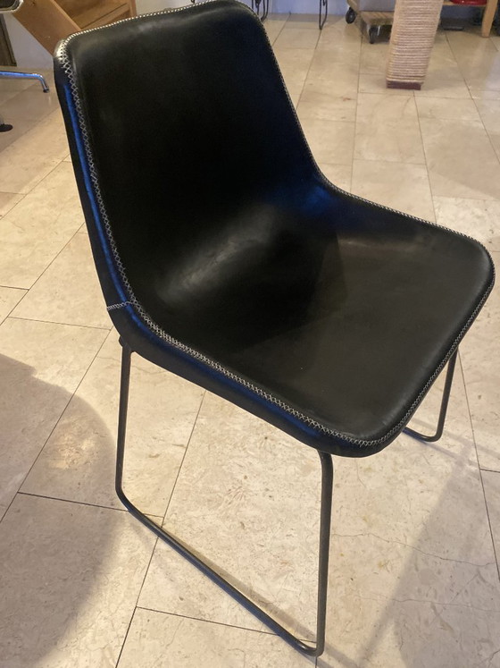Sol y Luna stoelen zwart leer – Eetkamerstoelen, Leather, Metal (photo 3 of 6)