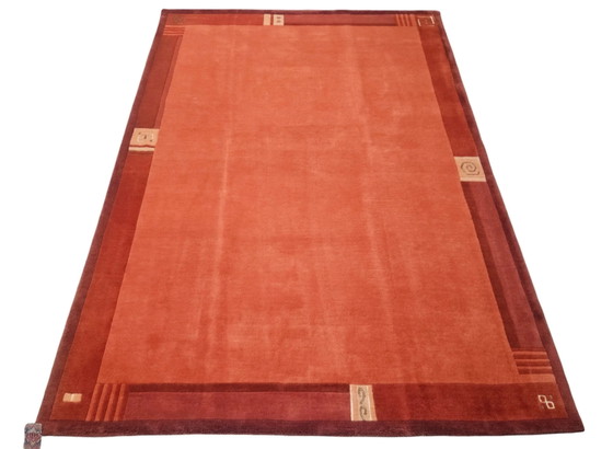 Image 1 of Handgeknüpfter moderner Nepal-Wollteppich, abstraktes Kürbismuster, 170 x 235 cm