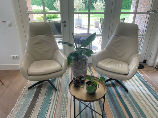 2x Pode Spot Two armchairs - Hellbeige leather - in top condition!