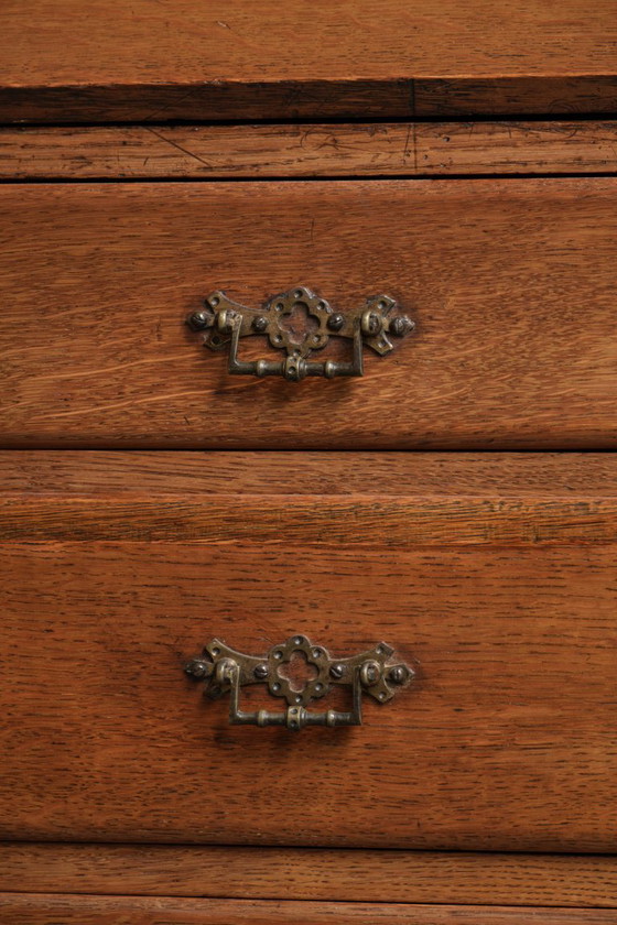 Muy Bonita Librería/Secretario Antiguo Inglés de Roble del Siglo XVIII con Alzado y Cristal Original – Wood (photo 15 of 16)