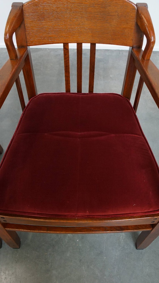 Image 1 of 4 x Jugendstil-Esszimmerstuhl Schuitema mit luxuriöser roter Stoffbespannung