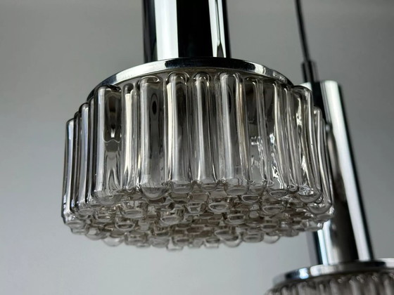 Image 1 of Lampada a cascata a 3 fiamme anni '60-'70 di Staff Leuchten Germania in vetro cromato