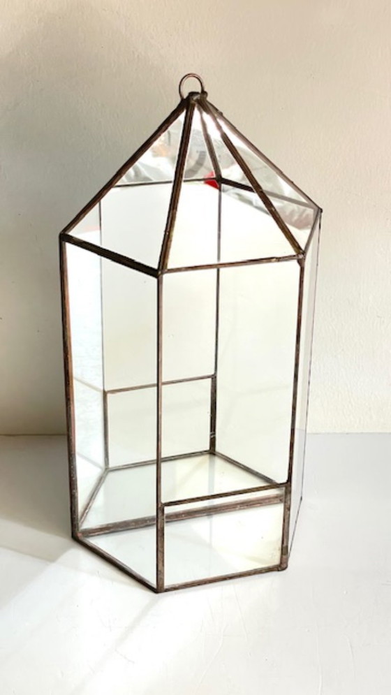 Image 1 of Fioriera vintage in vetro e ottone