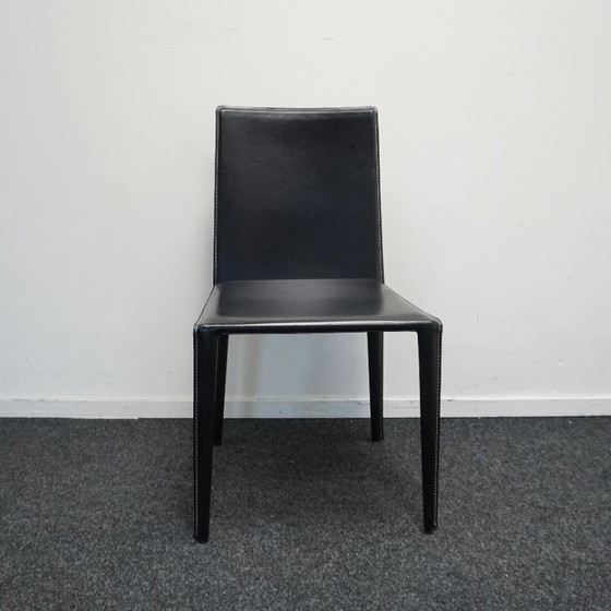 Image 1 of Arper Norma Design dining chairs | Leather chairs Black