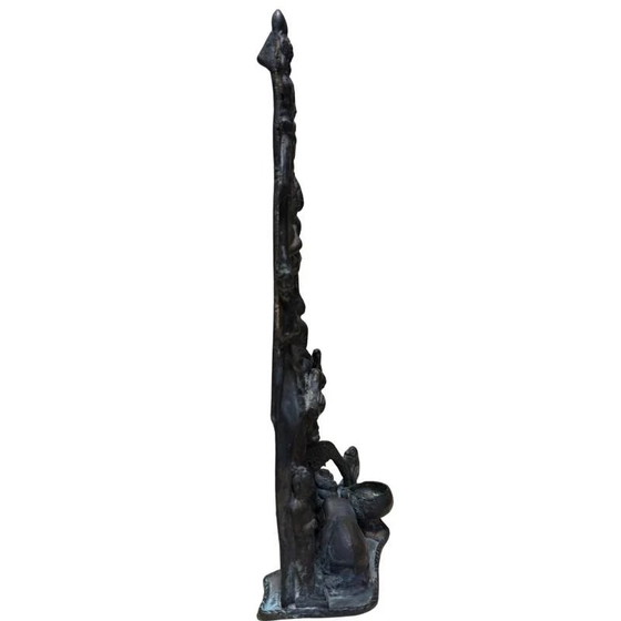 Antiguo Relieve de Templo de Bronce del Buddha Mucalinda – Estilo Himalaya India/Nepal – c. 1880–1920 – (photo 5 of 10)