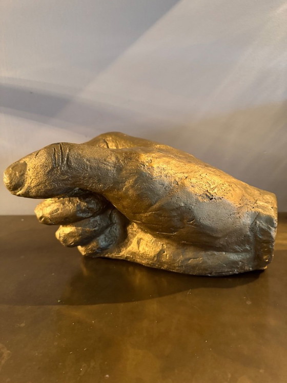 Image 1 of VINTAGE GRÓTE HANDGEMAAKTE HAND GOUD KUNSTACADEMIE 