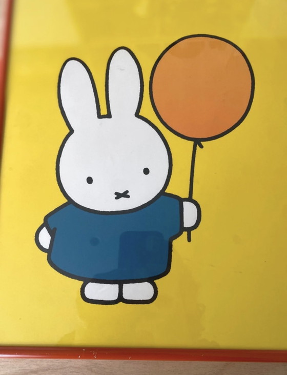 Image 1 of Dos marcos naranjas con impresión offset, dibujos de Miffy de 1996