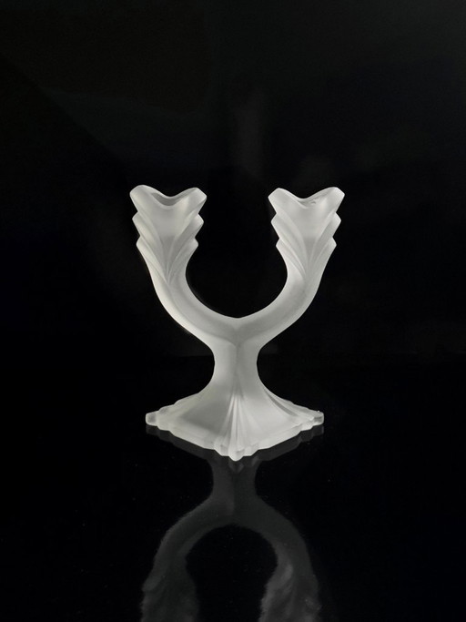 Bougeoir Art déco revisité, verre dépoli, finition mate, style années 80, bougeoir en verre satiné
