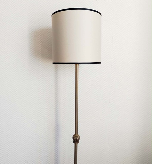 Dreibein-Stehlampe aus Messing, um 1950
