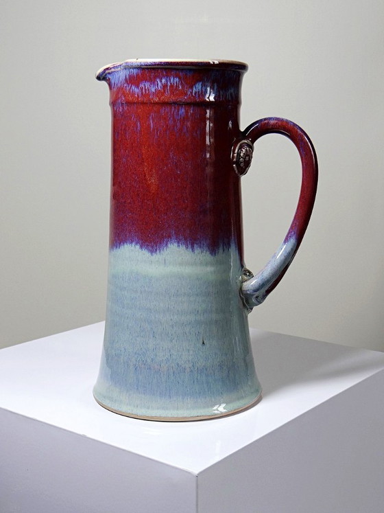 Image 1 of Jarra artística de gres de gran tamaño, obra de Lévéjac y Michel Goldstyn, con esmalte color sangre de buey flameado.