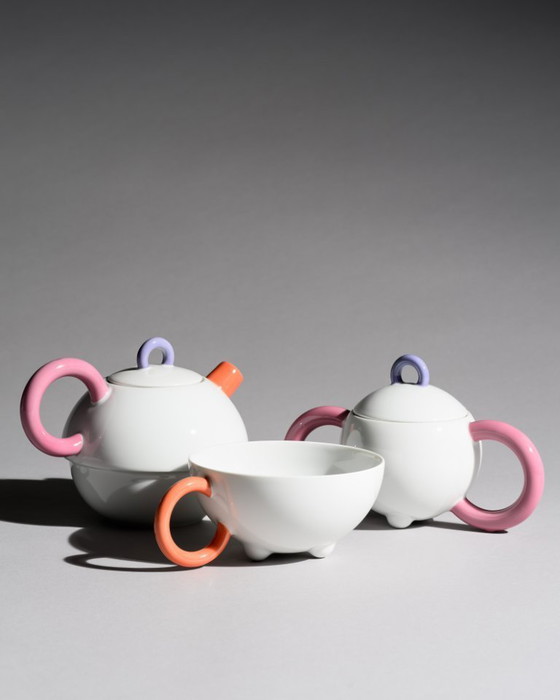 Image 1 of Matteo Thun “Tea for One” Porcelain Full Set Arzberg Postmodern Design Memphis
