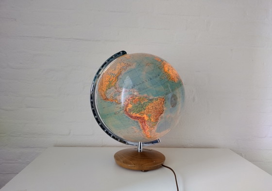 Image 1 of Globo – Mappamondo – Lampada da tavolo – Columbus Duplex anni &#39;70