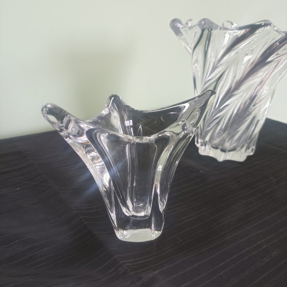 Set of 2 French Mid-Century Crystal Vases (Daum & Art Vannes) (photo 4 of 8)