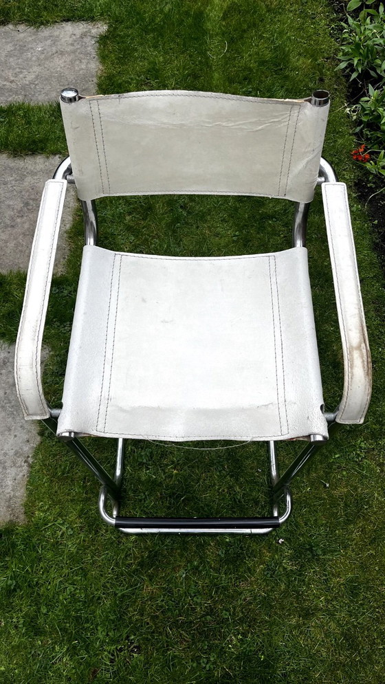 Image 1 of 4 x Tabourets de bar vintage blanc + chrome