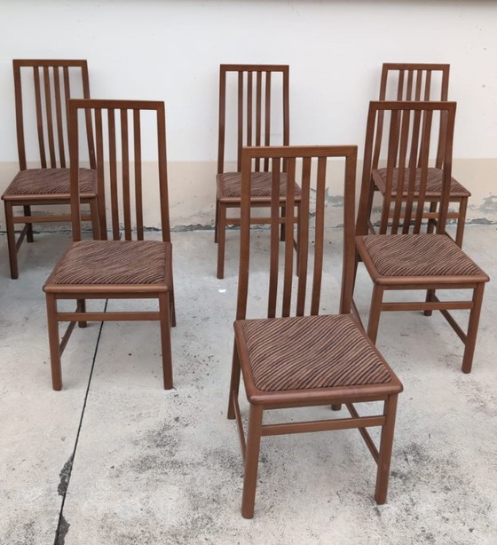 Image 1 of Set di 6 sedie da pranzo di Mario Marenco per Mobilgirgi, anni '70