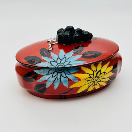 Art Deco collectible porcelain box by Aladin France model R12, rare 1920-30 handpainted box