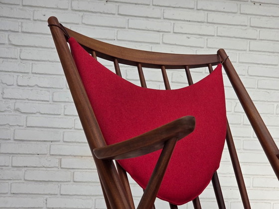 1960s Danish rocking chair by Frank Reenskaug, model 182, reupholstered. – Wood, Wool (photo 13 of 18)