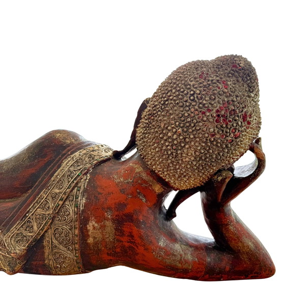 Bouddha couché sculpté à la main — Milieu du XXe siècle XXL – Sculptures, Gold, Glass (photo 7 of 10)