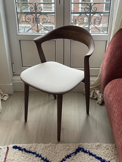 x6 Sedia Artisan Addo - Sedili in tessuto color noce scuro e grigio