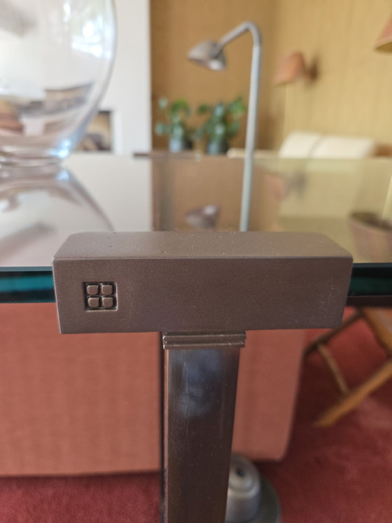 Image 1 of Glass side table, sleek design, metal frame
