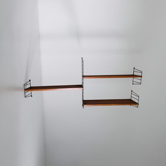 Étagère murale en teck style échelle, conçue par Nisse et Kajsa Strinning, String Design, années 1960, Suède (photo 4 of 7)