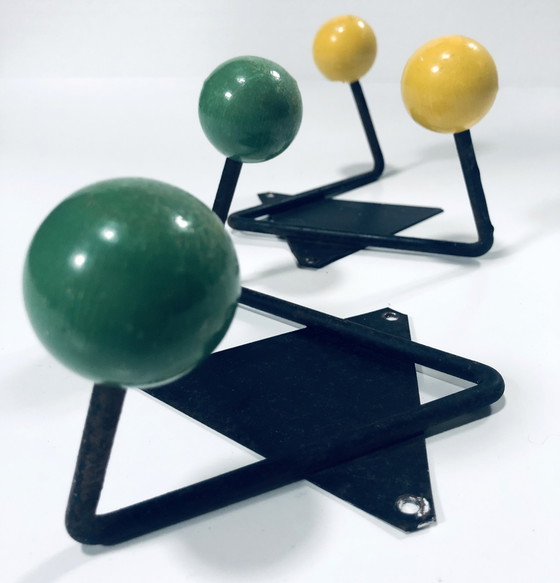 Image 1 of Vintage kapstokken - Staal & Hout - 1950