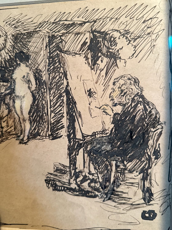 Tekening door Maurice Dupuis, Schilderijen & Tekeningen, Papier, Zwart (foto 5 van 5)