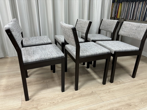 Set of 6 Pastoe dining chairs – reupholstered in De Ploeg