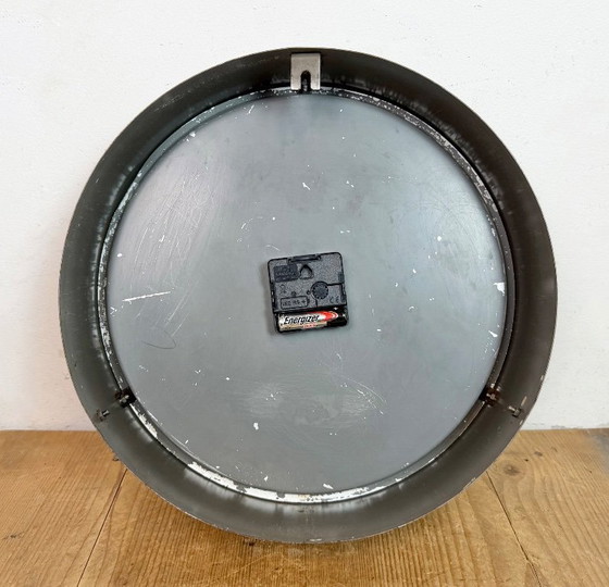 Image 1 of Industrial Grey Factory Wall Clock from Pragotron, 1960s