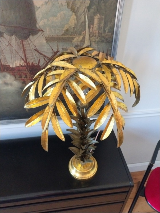 Lampada da tavolo in stile Art Déco con foglia di palma dorata – Lampade da tavolo, Other (photo 4 of 5)